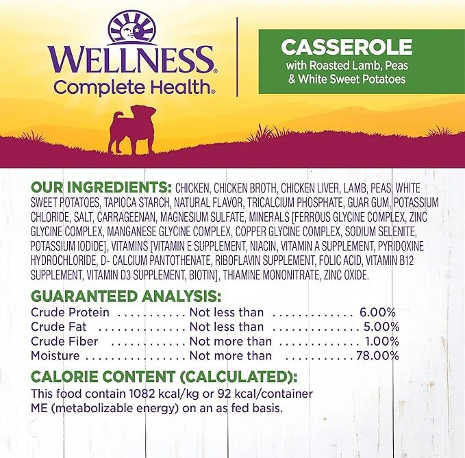Wellness Petite Entrées Casserole with Roasted Lamb, Peas & White Sweet Potatoes, 3-Ounce Cup (Pack of 12) - Product Image