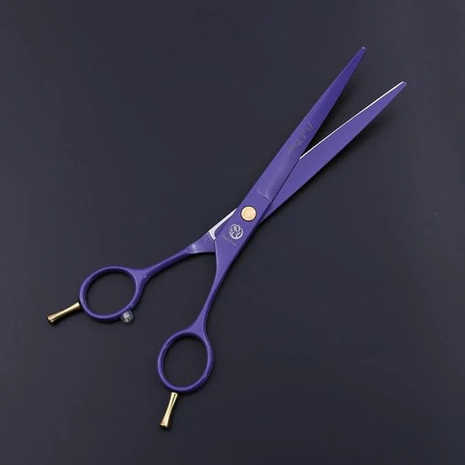 Purple Dragon 7.0 inch Professional Dog Grooming Hair Cutting Scissor &Curved Scissor&Chunker Shear Kit with Bag - for Pet...