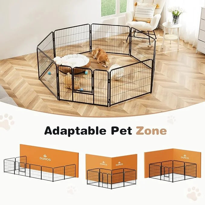 Heavy-Duty Iron Dog Playpen – 8 Panel 32” Durable, Rust-Resistant Pet Fence for Indoor & Outdoor Use, Secure & Spacious Pe...