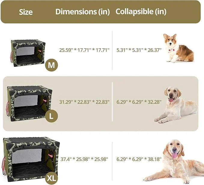 4 Door Portable Folding Dog Soft Crate, Quick Portable with Mesh Mat,Strong Steel Frame,Washable Fabric to Protect Pour pe...