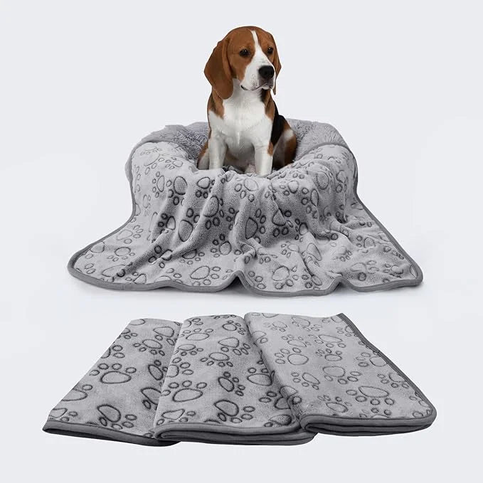 1 Pack 6 Blankets Dog Cat Soft Fluffy Fleece Pet Blanket Warm Cute Print Design Puppy Kitten Blanket Doggy Paw Grey Small(...