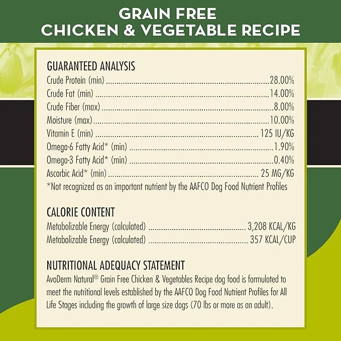AvoDerm Natural Grain Free Chicken and Vegetables Recipe All Life Stages Dry Dog Food 24 lb (Pack of 1) - Product Image