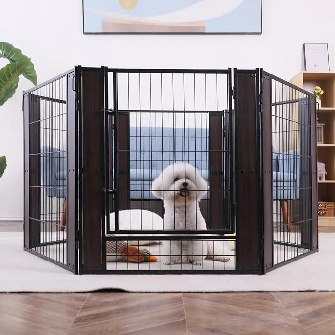 Heavy Duty Dog Playpen 32 Inch Height - Indoor Outdoor Pet Fence Enclosure for Medium and Small Dogs - Foldable Puppy Exer...