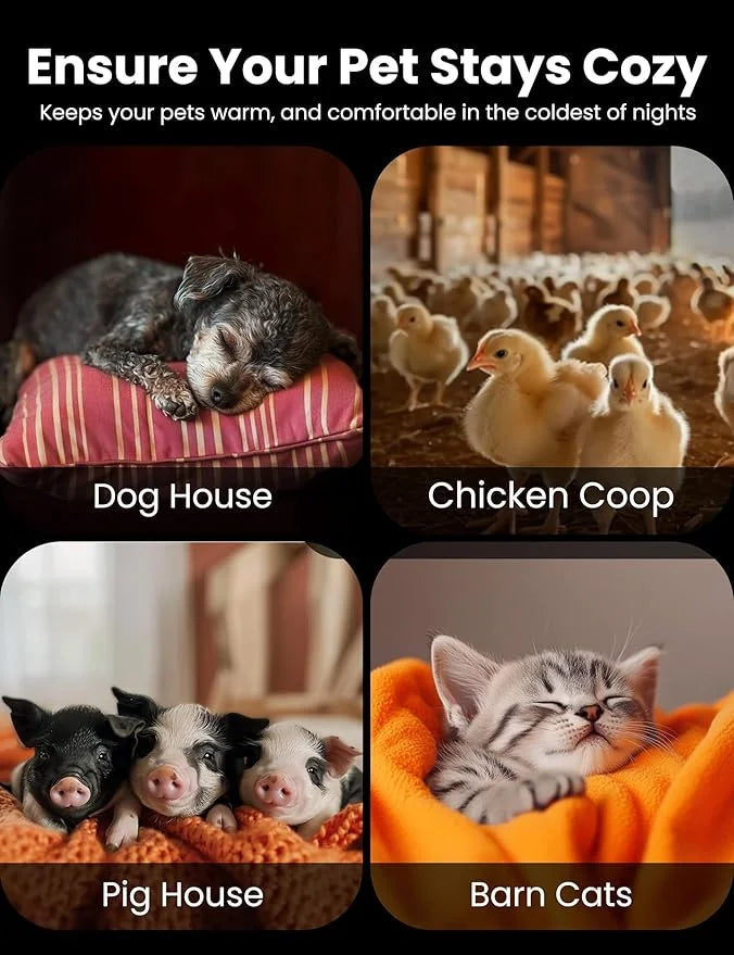 Dog House Heater with Thermostat: Pet House Heater with Overheat Protection, 300W 600W 2 Heating Mode, Anti Chew Cord, Chi...