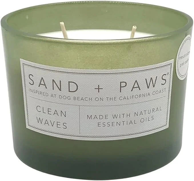 Sand + Paws Scented Candle - Clean Waves - Additional Scents and Sizes –Luxurious Air Freshening Jar Candles Neutralize pe...