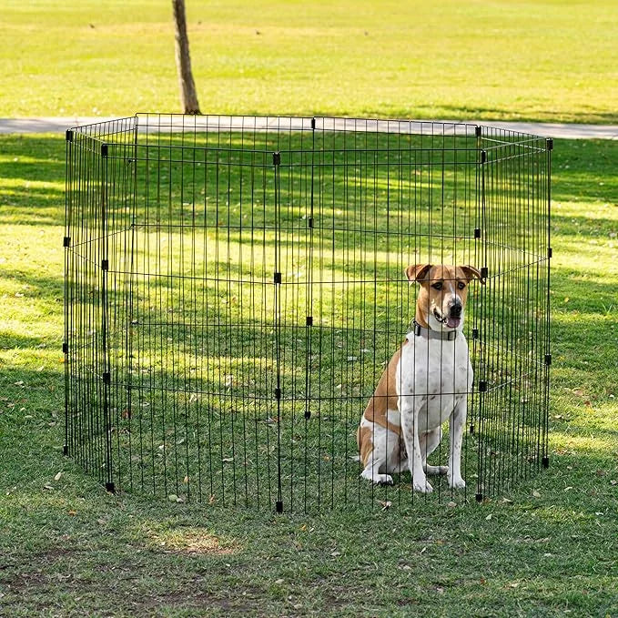 IRIS USA Metal Dog Playpen, 8-Panel 42" Pet Playpen, Puppy Playpen, Indoor/Outdoor Dog Fence, 58 x 58 x 42, Foldable, Cust...