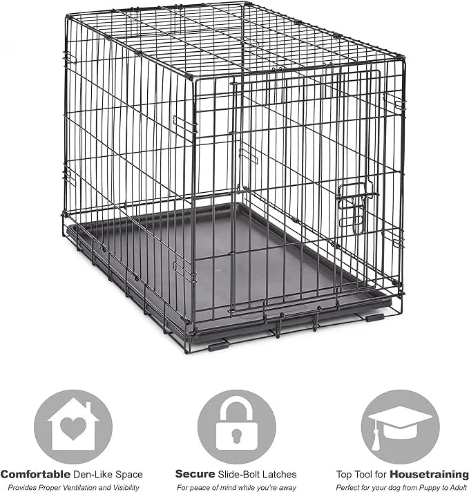 New World Newly Enhanced SingleDoor New World Dog Crate, Includes Leak-Proof Pan, Floor Protecting Feet, & New Patented Fe...