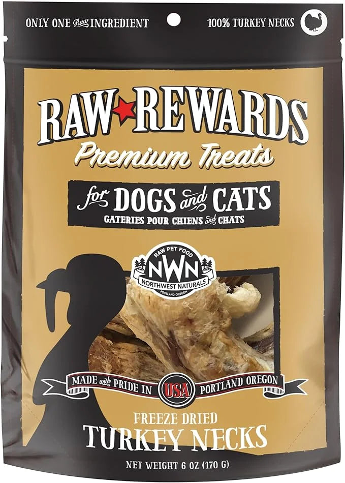 Northwest Naturals Raw Rewards Freeze-Dried Turkey Neck Treats for Dogs and Cats - Whole Neck - Healthy, 1 Ingredient, Hum...