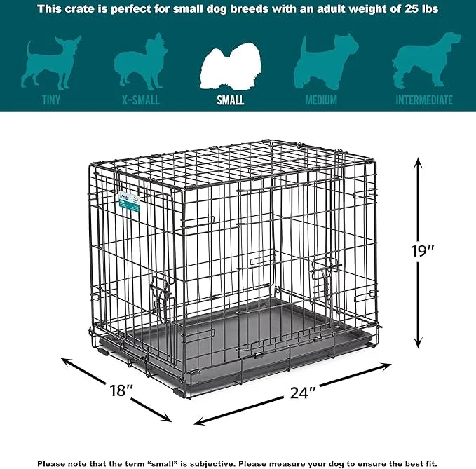 MidWest Homes for Pets Newly Enhanced Single & Double Door iCrate Dog Crate, Includes Leak-Proof Pan, Floor Protecting Fee...