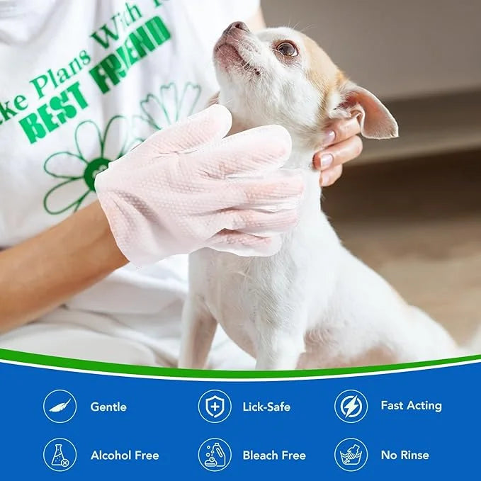 VOISEN 8 Pcs Pet Glove Wipes for Dogs and Cats, Cleaning & Deodorizing Bathing Grooming Wipes,Unscented Thick Nourish Fur ...