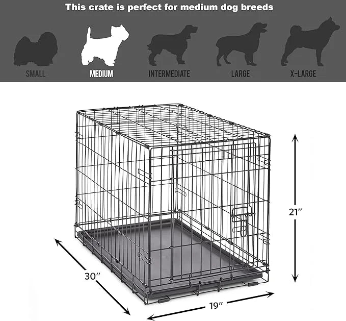 New World Newly Enhanced SingleDoor New World Dog Crate, Includes Leak-Proof Pan, Floor Protecting Feet, & New Patented Fe...