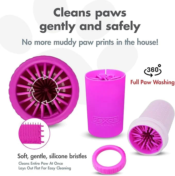 Dexas MudBuster Portable Dog Paw Washer/Paw Cleaner, Medium, Fuchsia - Product Image