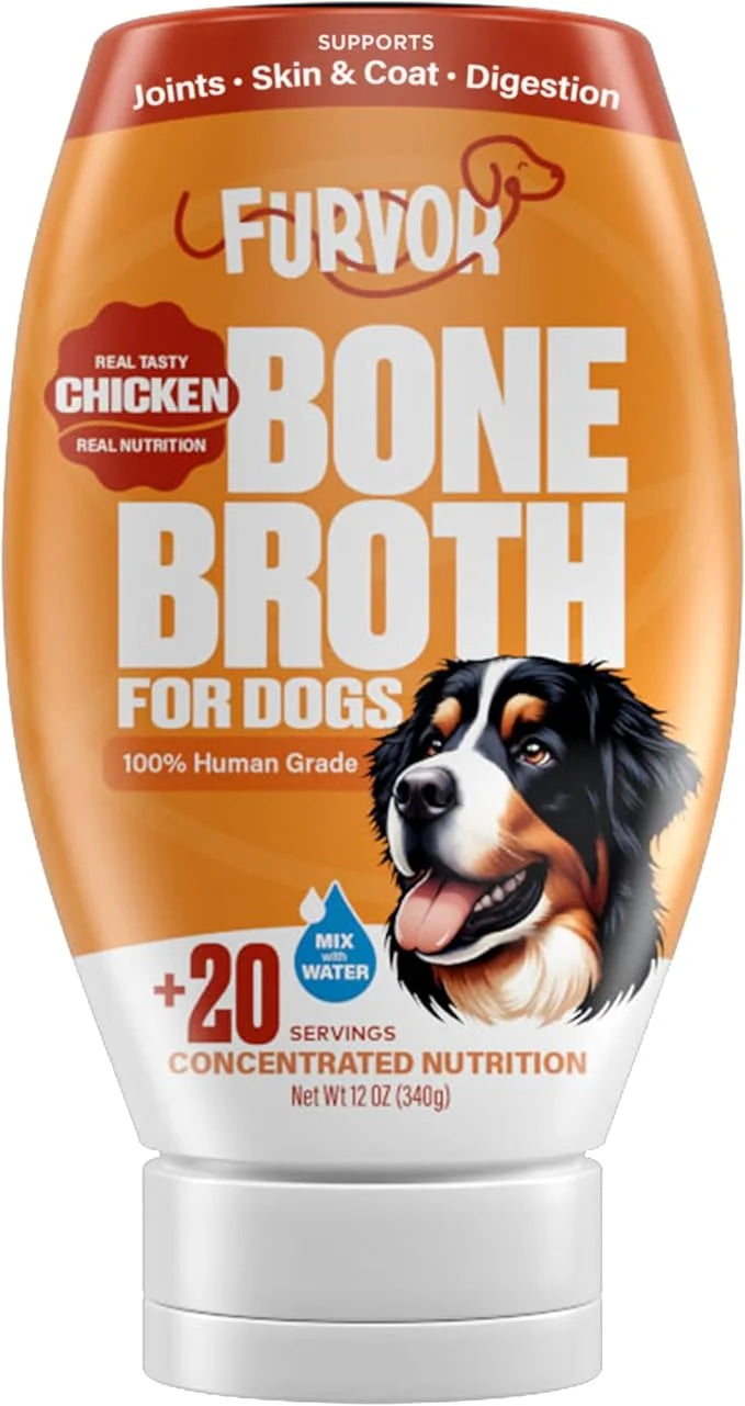 Chicken Bone Broth for Dogs - Collagen Protein Supplement for Digestion, Mobility, Coat, Immunity, Healthy Dog Food Topper...