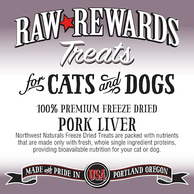 Northwest Naturals Raw Rewards Freeze-Dried Pork Liver Treats for Dogs and Cats - Bite-Sized Pieces - Healthy, 1 Ingredien...