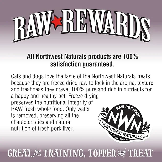 Northwest Naturals Raw Rewards Freeze-Dried Pork Liver Treats for Dogs and Cats - Bite-Sized Pieces - Healthy, 1 Ingredien...