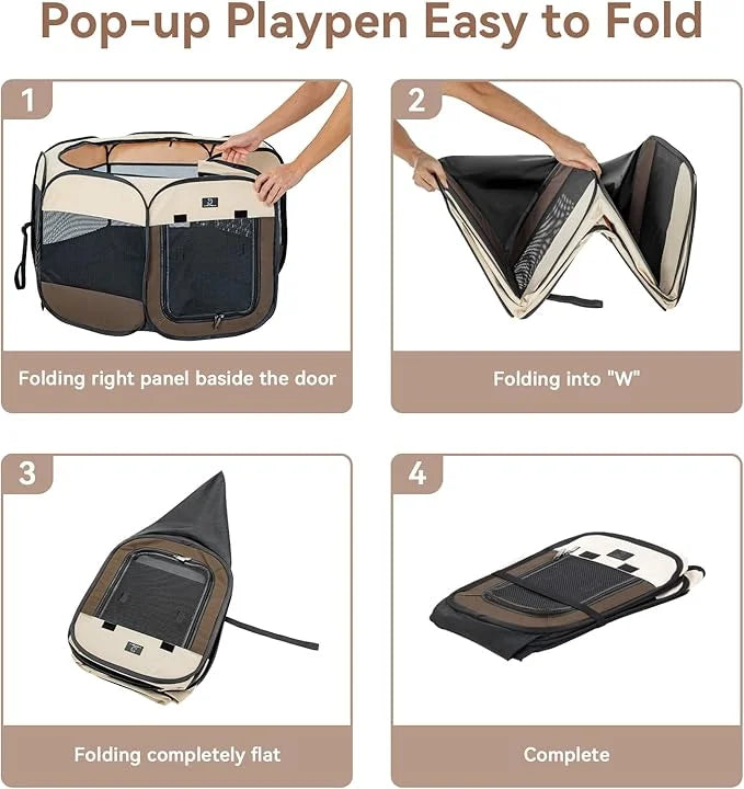 A4Pet Portable Foldable Pet Playpen, Dog Playpen Indoor/Outdoor - Ideal for Puppies, Cats, Rabbits - Removable Zipper & Co...