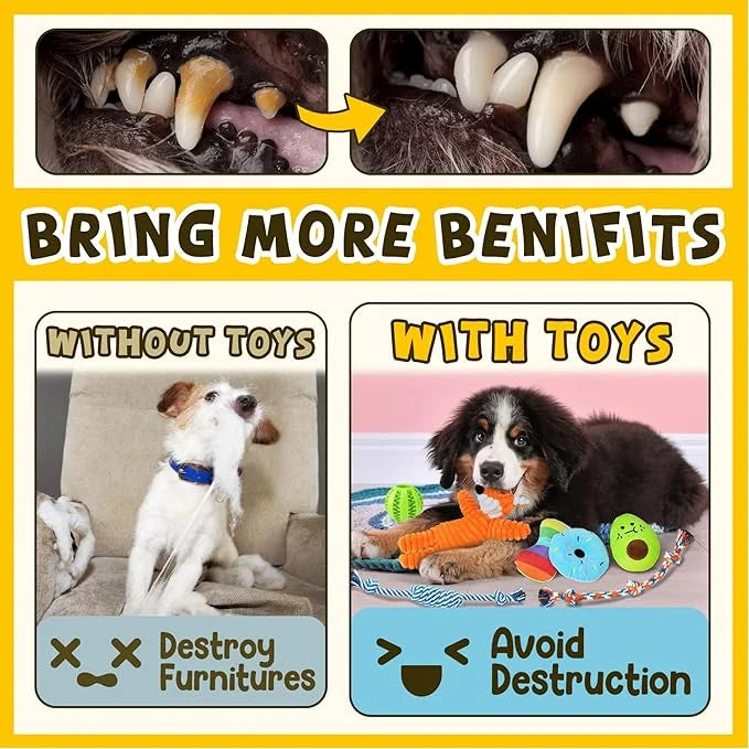 Zeaxuie 9 Pack Luxury Puppy Toys for Teething Small Dogs, Puppy Chew Toys with Cute Squeaky Dog Toys, Ball and More Rope D...