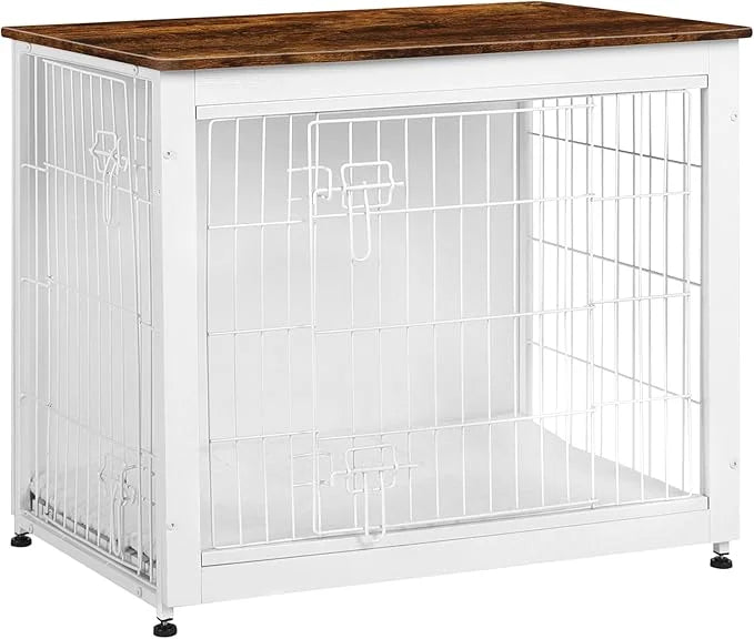 DWANTON Dog Crate Furniture with Cushion, Wooden Kennel Table with Double Doors, Indoor Dog House, Medium Size, 32.5" L, W...