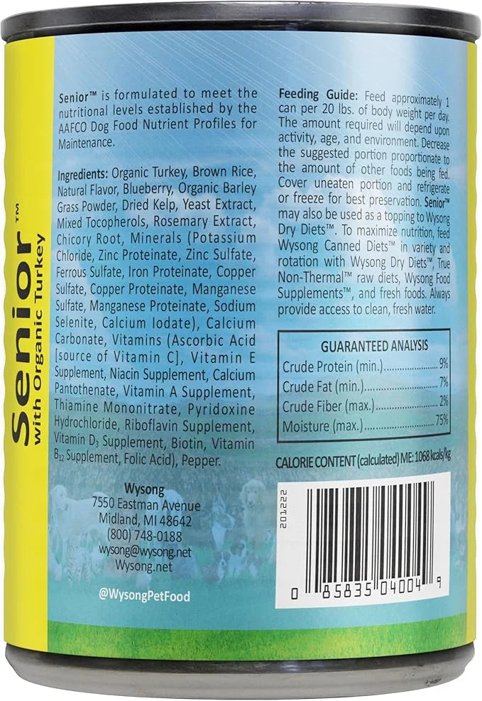 Wysong Senior™ with Organic Turkey Canned Dog Food - Product Image