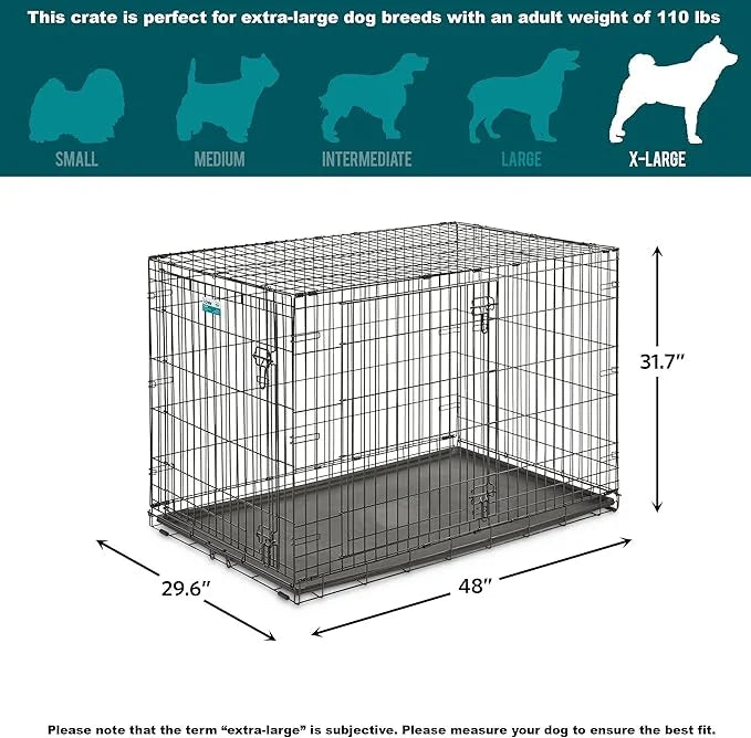 MidWest Homes for Pets Newly Enhanced Single & Double Door iCrate Dog Crate, Includes Leak-Proof Pan, Floor Protecting Fee...