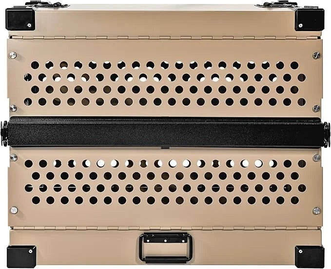Heavy Duty Fully Collapsible Powder-Coated Aluminum Dog Crate - Small (Tan) - Product Image