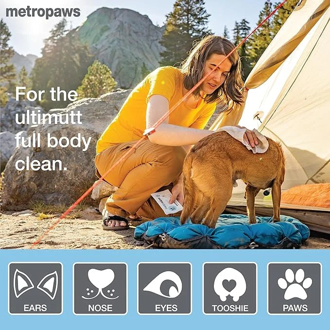 MetroPaws Unscented Dog Wipes, 25 Extra Large, Thick Cleaning Wipes & The Dog Waste Bag Dispenser & Holder, Bag Holder Wit...