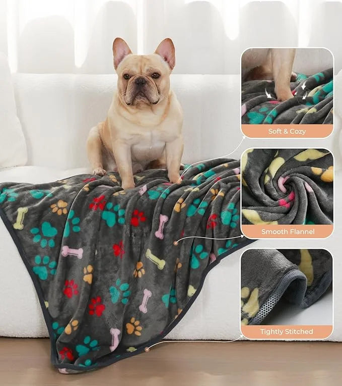1 Pack 6 Blankets Dog Cat Soft Fluffy Fleece Pet Blanket Warm Cute Print Design Puppy Kitten Blanket Doggy Bone Medium(30"...