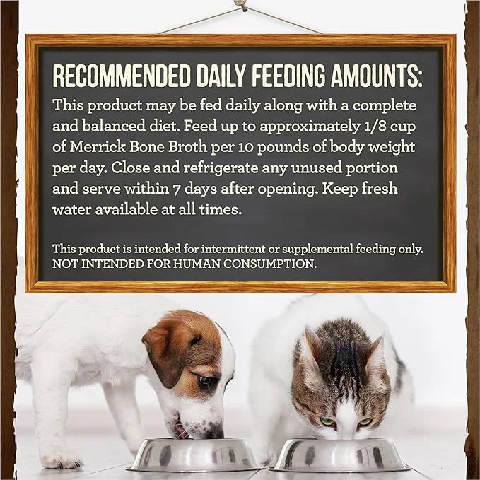 Merrick Grain Free Bone Broth, Premium Human Grade And Gluten Free Dog And Cat Food Topper Pouches, Beef - 16 oz. Pouch - ...