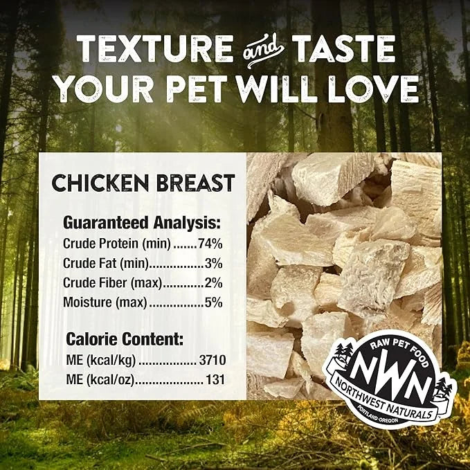 Northwest Naturals Raw Rewards Freeze-Dried Chicken Breast Treats for Dogs and Cats - Bite-Sized Pieces - Healthy, 1 Ingre...