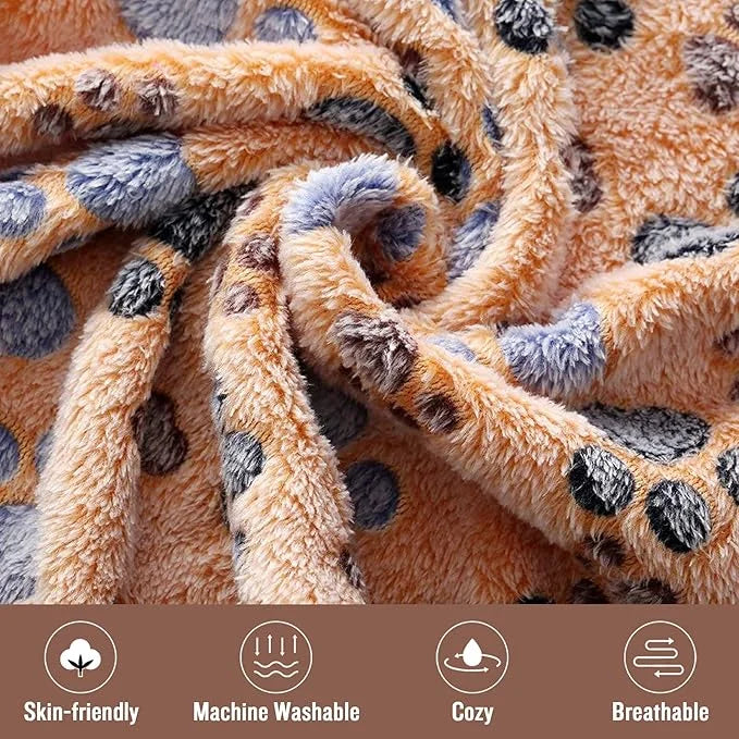 1 Pack 3 Blankets Super Soft Fluffy Premium Fleece Pet Blanket Flannel Throw for Dog Puppy Cat Paw Brown/Pink/White Medium...