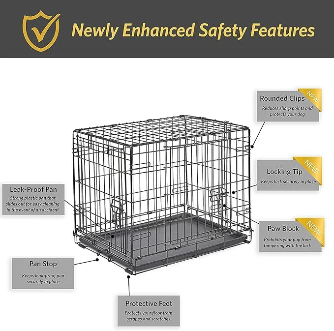 New World Newly Enhanced Double Door New World Dog Crate, Includes Leak-Proof Pan, Floor Protecting Feet, & New Patented F...