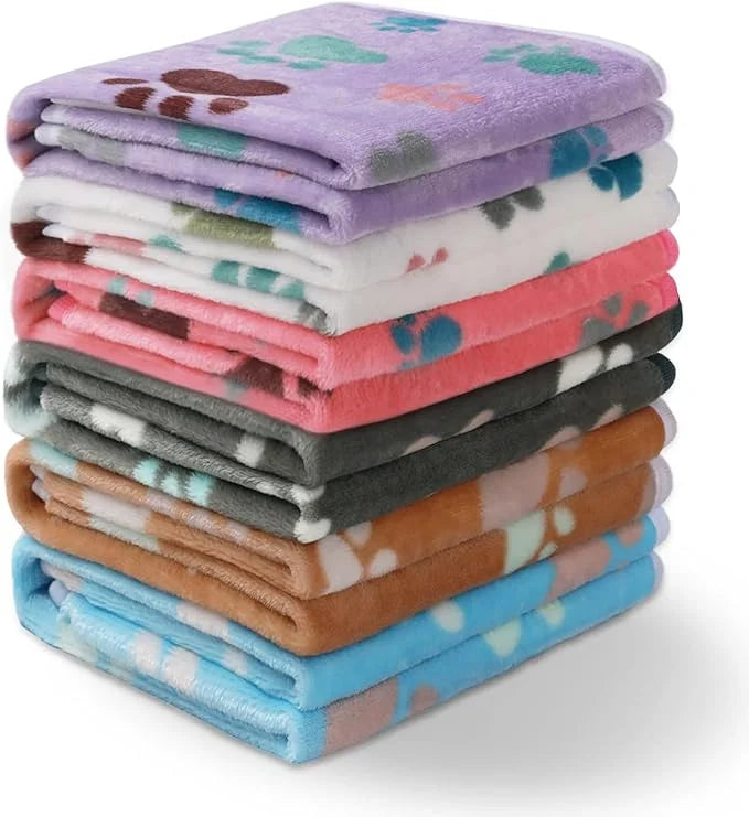 1 Pack 6 Blankets Dog Cat Soft Fluffy Fleece Pet Blanket Warm Cute Print Design Puppy Kitten Blanket Doggy Paw Large(41"x3...