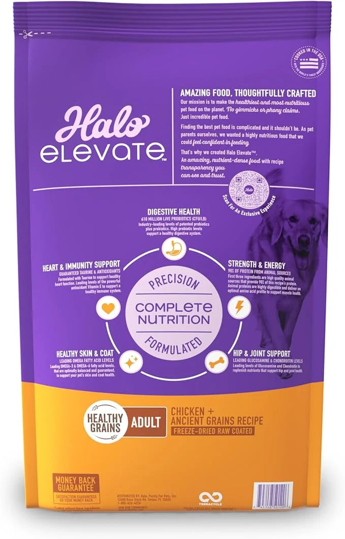 Halo Elevate Dry Dog Food, Healthy Grains Chicken Recipe, 20lb - Product Image