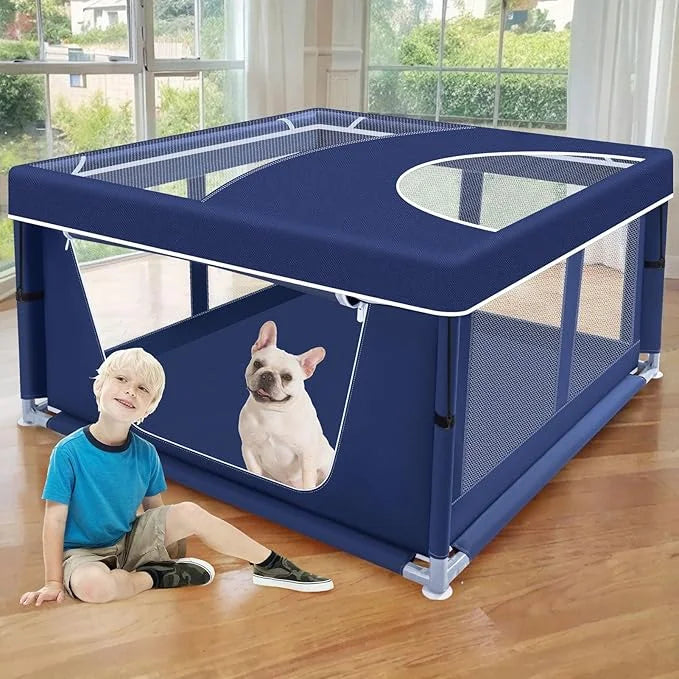 42x42x25.6 Inch Puppy Playpen with Cover, Dog Playpen for Puppies or Small Dogs, Pet Fence for Indoor & Outdoor, Sturdy Sa...