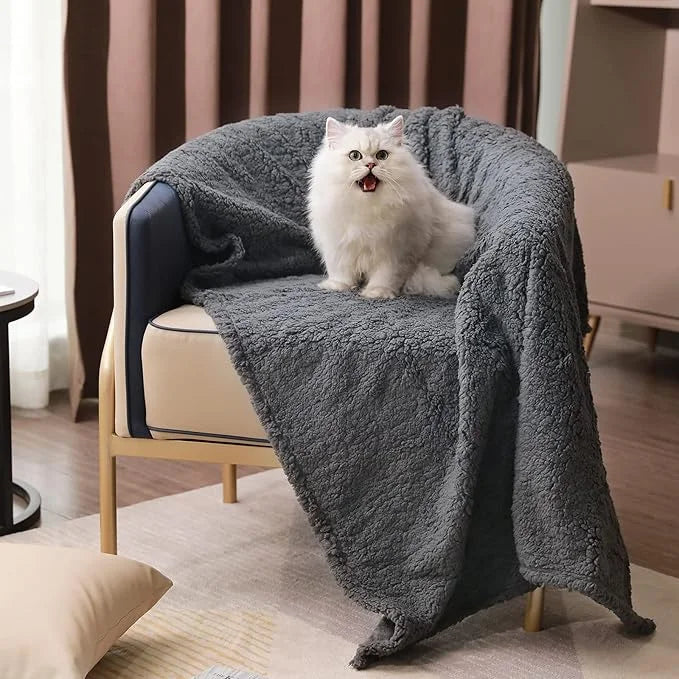 1 Pack 3 Calming Blankets Fluffy Premium Fleece Pet Blanket Soft Sherpa Throw for Dog Puppy Cat Grey Large (41" x31'') - P...