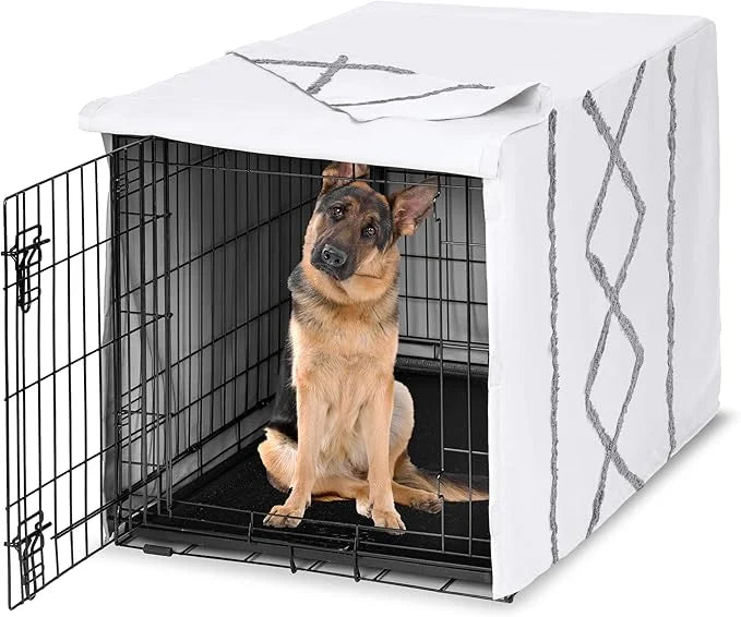 Sweet Jojo Designs 48in. Large Dog Crate Cover (Grey Boho Modern Tuft) Pet Cage, Kennel Covers (Bohemian, Farmhouse, Shabb...