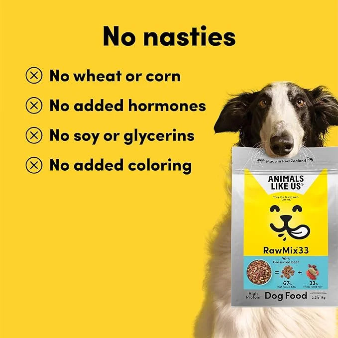 RawMix33 Premium Freeze-Dried Raw Grass-Fed Beef Recipe Dog Food, Protein Rich, Includes Kibble, Non-GMO, No Wheat or Corn...