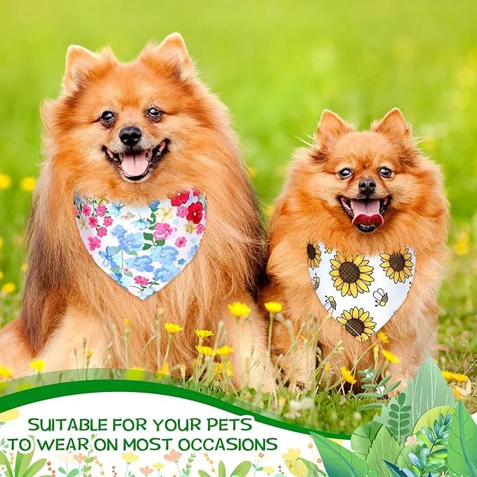 Sadnyy 40 Pcs Summer Spring Dog Bandanas Bulk Flower Hawaiian Triangle Reversible Bandanas for Large Dog Adjustable Pet Ke...