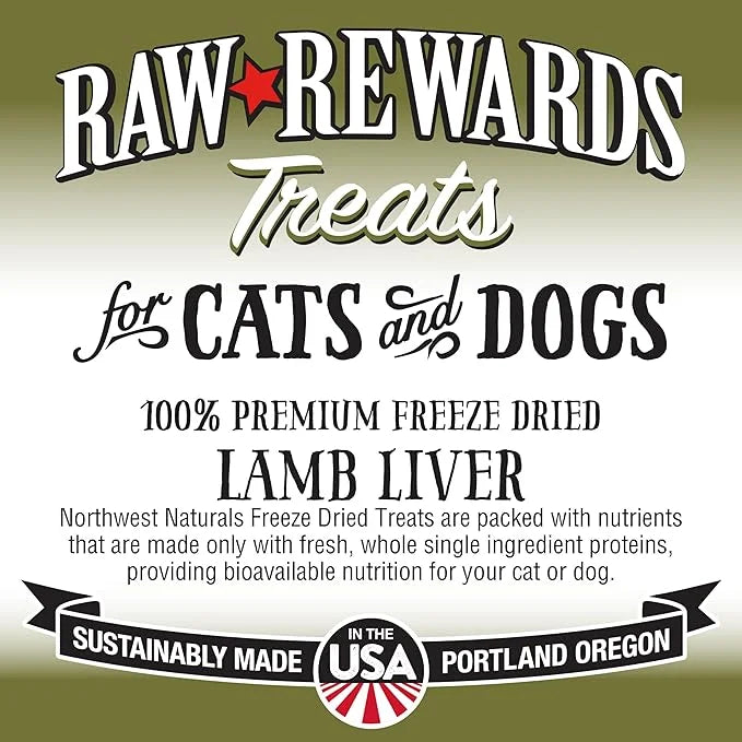 Northwest Naturals Raw Rewards Freeze-Dried Lamb Liver Treats for Dogs and Cats - Bite-Sized Pieces - Healthy, 1 Ingredien...
