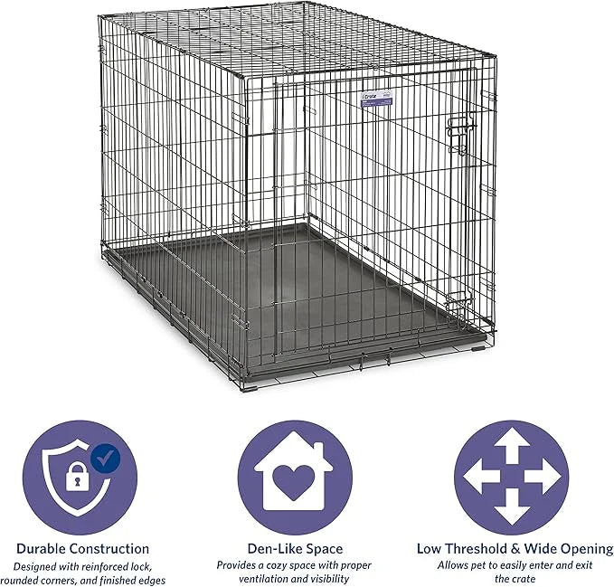 MidWest Homes for Pets Newly Enhanced Single & Double Door iCrate Dog Crate, Includes Leak-Proof Pan, Floor Protecting Fee...