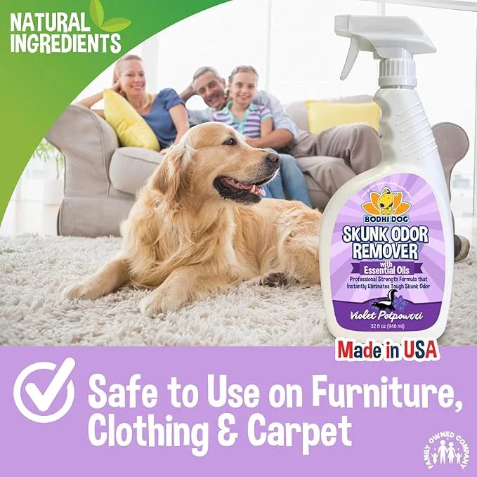 Bodhi Dog Pet Deskunk Spray Odor Eliminator- Skunk Smell Remover with Essential Oils for Dogs, Cats, Furniture, Carpet & C...
