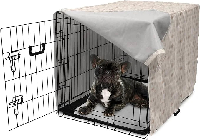 Lunarable Cream Dog Crate Cover, Geometrical Design Soft Colored Diamond Line Harlequin Background Pattern Classic Image, ...