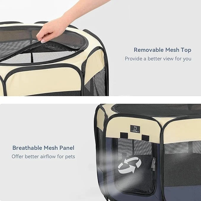 A4Pet Dog Playpen, Portable Pet Playpen, Pop Up Dog Playpen Indoor/Outdoor - Ideal for Small Medium Dogs - Removable Zippe...