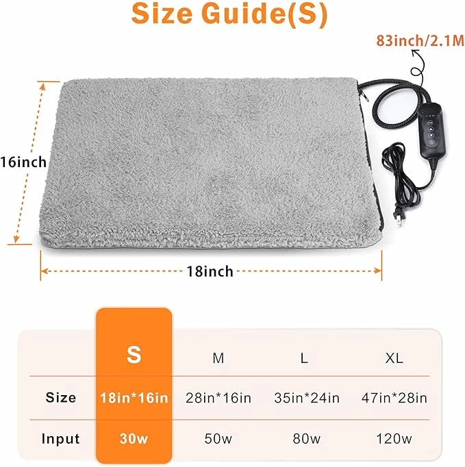 Heated Cat Bed, 11 Adjustable Temperature Pet Heating Pad Indoor for Dogs Cats Heating Mat with Timer, Auto Power Off, Ele...