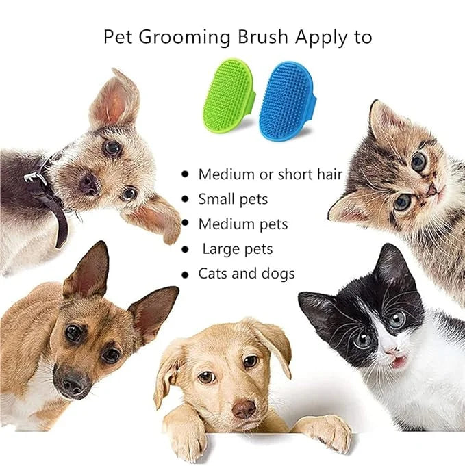 2 Pack Dog Grooming Brush - Dog Cat Bath Soothing Massage Rubber Brush - Pet Bath Brush with Adjustable Ring Handle Suitab...