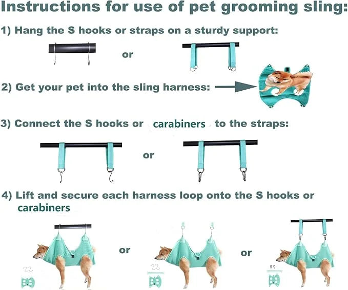 Dog Grooming Hammock with Flea Comb and Dog Nail Clipper, Pet Dog Grooming Hammock Harness with Cat Nail Clipper, Nail Fil...