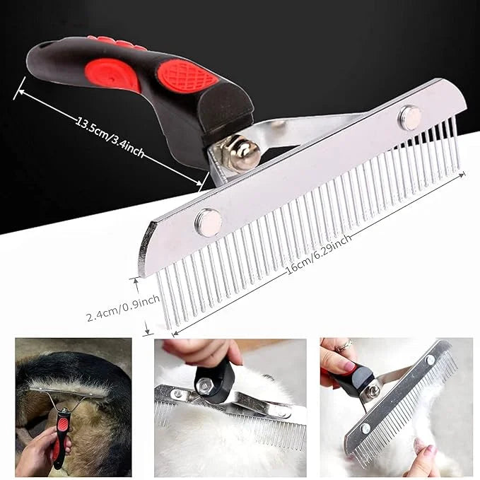Undercoat Rake for Dogs, 2 Pack Grooming Kit Long Tooth Undercoat Rake + Stainless Steel Dog Comb, Deshedding Tool Set for...