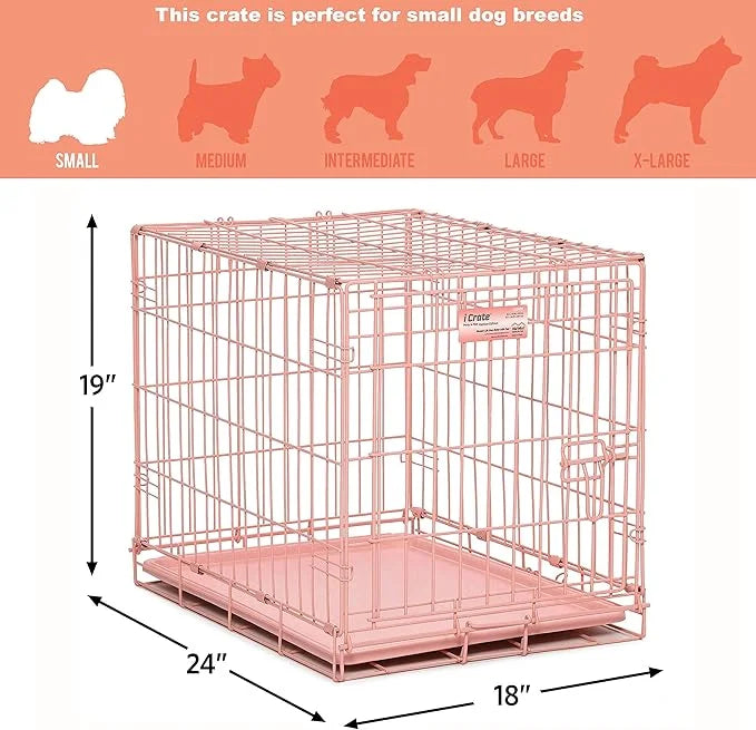 MidWest Homes for Pets Newly Enhanced Single & Double Door iCrate Dog Crate, Includes Leak-Proof Pan, Floor Protecting Fee...