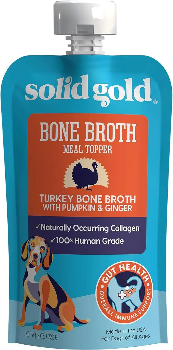 Solid Gold Turkey Bone Broth for Dogs - Grain Free Dog Food Topper Rich in Collagen and Superfoods - Nutrient Dense Dog Gr...