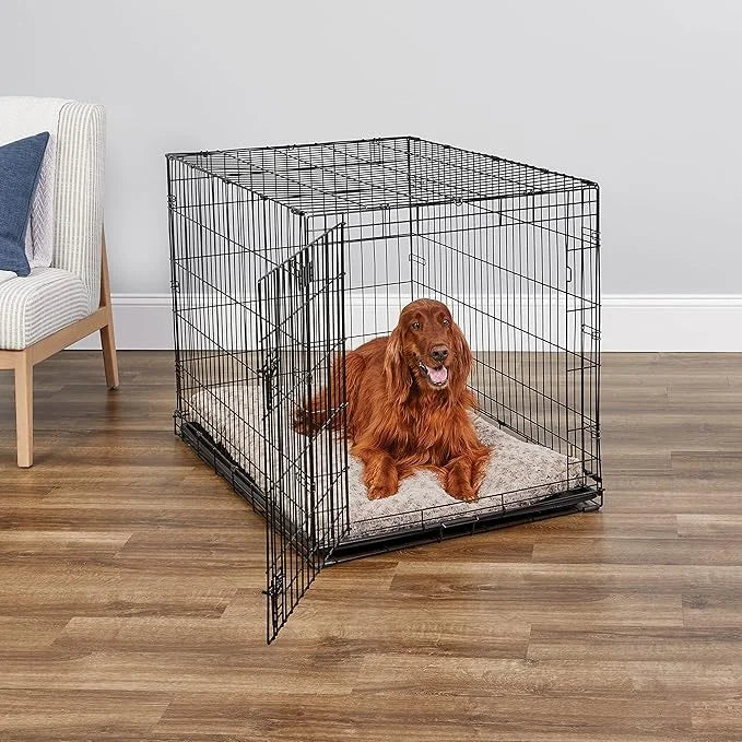 MidWest Homes for Pets Newly Enhanced Single & Double Door iCrate Dog Crate, Includes Leak-Proof Pan, Floor Protecting Fee...